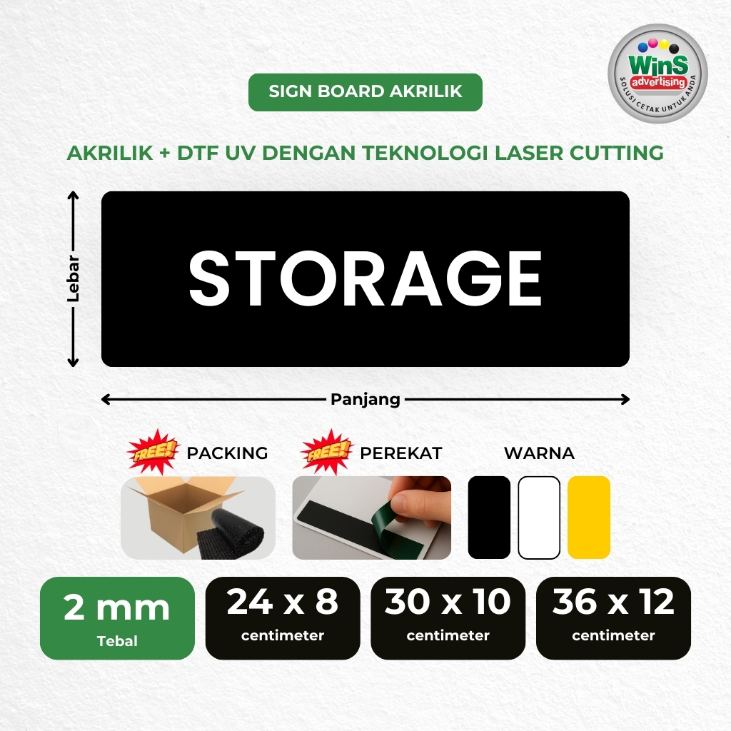 Jual Sign Akrilik Tanda Storage Penyimpanan DTF UV Signage | Shopee ...