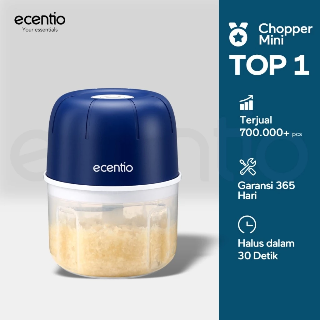 Ecentio mini chopper blender 6 pisau 250ml portable penggiling bumbu dapur portable
