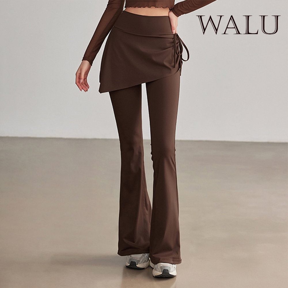 WALU 2-in-1 Legging Rok Celana Olahraga Wanita Celana Rok Highwaist Skirt Pant Pilates Yoga
