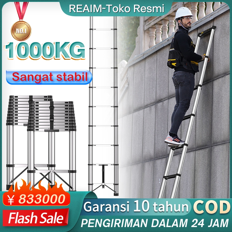 Jual REAIM Tangga Aluminium Teleskopik Portabel Tangga Lipat 5.1m ...