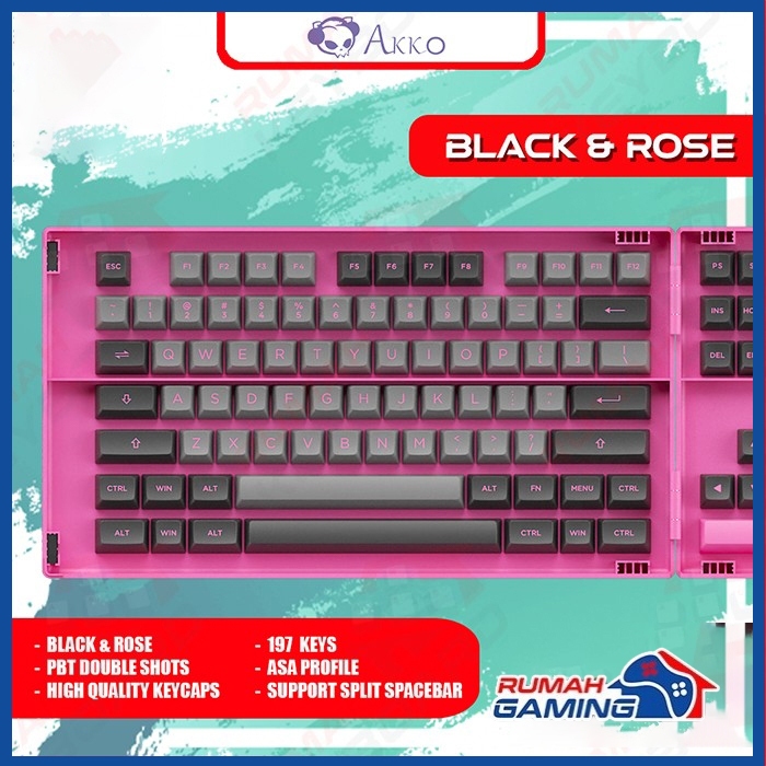 Jual AKKO - Black & Rose - ASA - PBT Keycap Set - 197 Key - Keycap ...