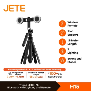 Tripod Handphone Konten Bluetooth JETE H15 1 8m With Lighting And Remote Garansi 2Tahun