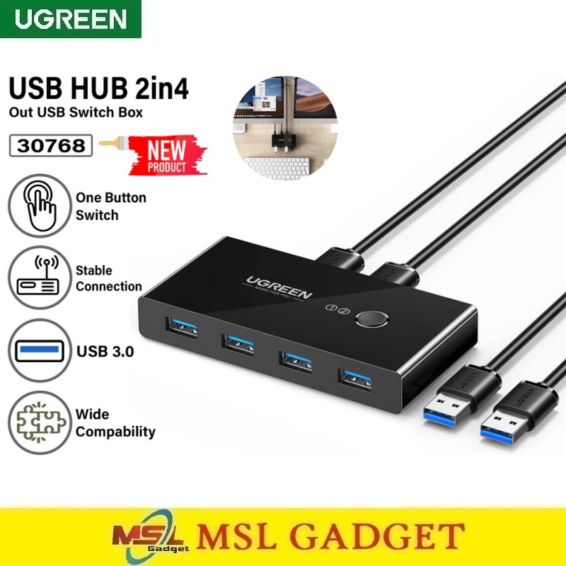 Jual UGREEN USB Hub Sharing Switch Box USB2.0 USB3.0 4 Port 4 Input 2 ...