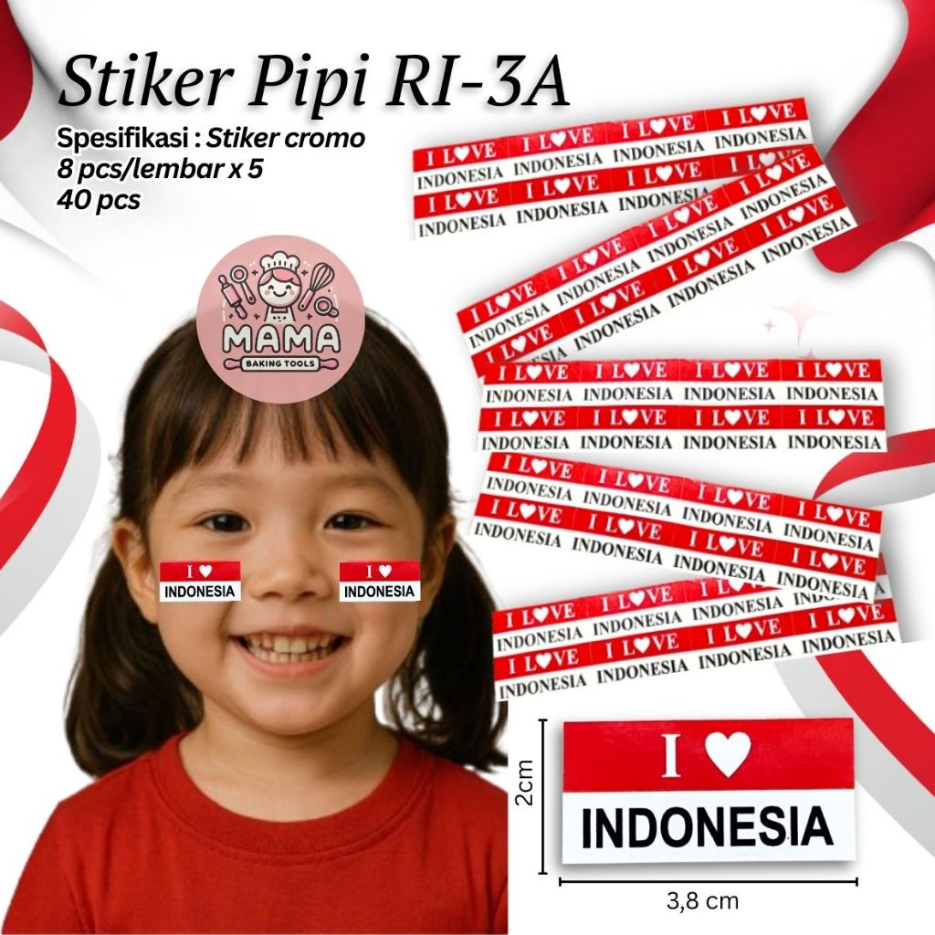 Jual Stiker Pipi Merah Putih/ Stiker Pipi Bendera Merah Putih 8 pcs ...