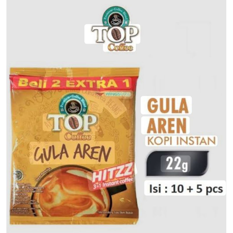 Jual kopi top gula aren sachet isi 15 pcs 22 gram/kopi top aren 1 ...