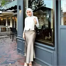 Satin Long Skirt Rok Satin Panjang M Sampai 3XL