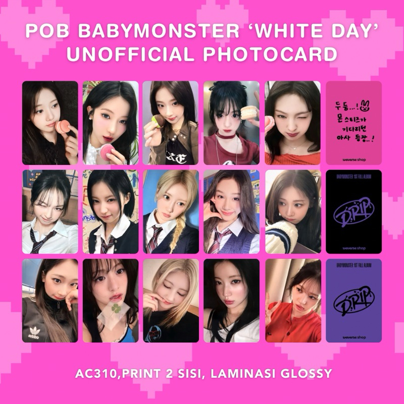 Jual POB BABYMONSTER ‘WHITE DAY’ 2025 DRIP ALBUM UNOFFICIAL PHOTOCARD A ...