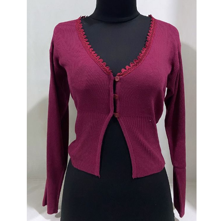 Jual JESSY Crop Cardy - Rajut Wanita - Rajut Brukat - Kardigan Crop ...