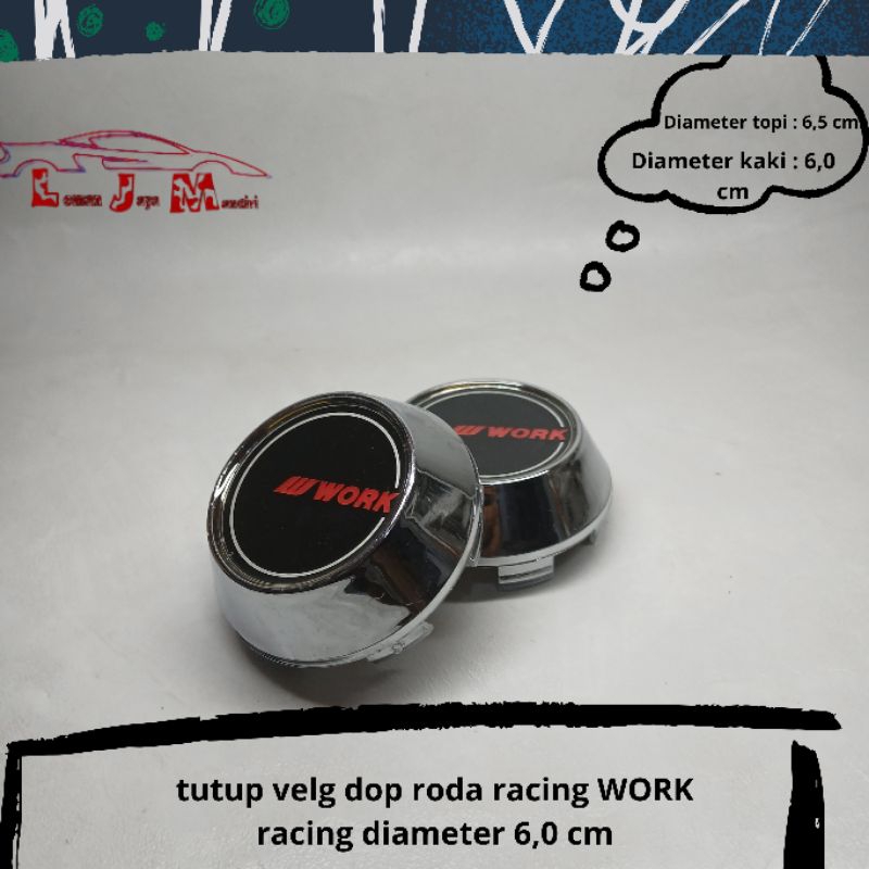 Jual tutup velg dop roda racing WORK racing diameter 6,5 cm harga ...