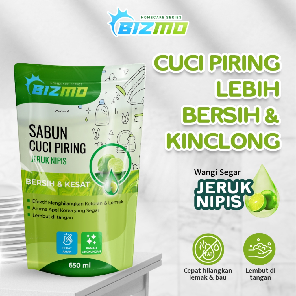 Jual BIZMO - Sabun Cuci Piring Aroma Jeruk Nipis 650ml | Cair Liquid ...