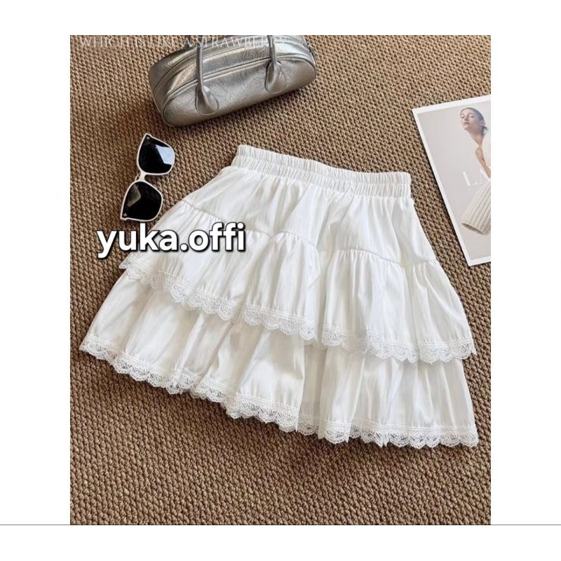 Jual Yuka.Offi _ Layer Skirt Tile Korean Style | Rok Mini Renda Premium ...