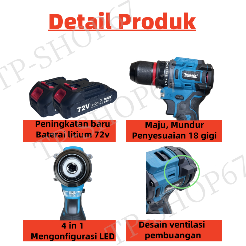 Jual Bor Dampak Listrik Tanpa Sikat 72v Baterai Lithium Cocok Untuk ...