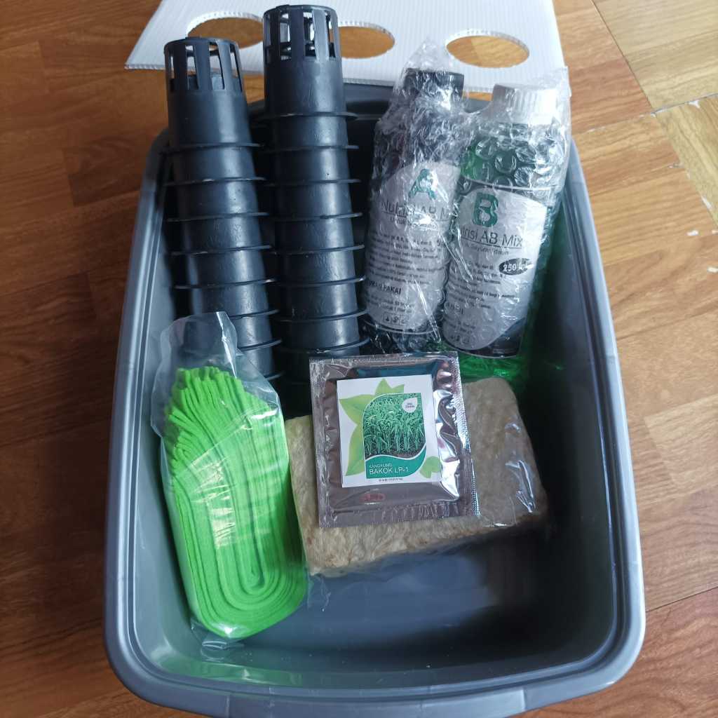 hidroponik set lengkap pemula + Dengan Wadah