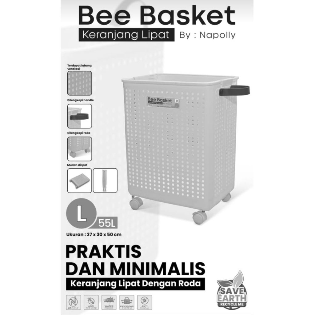 Jual KERANJANG LIPAT LAUNDRY NAPOLLY BEE BASKET | Shopee Indonesia