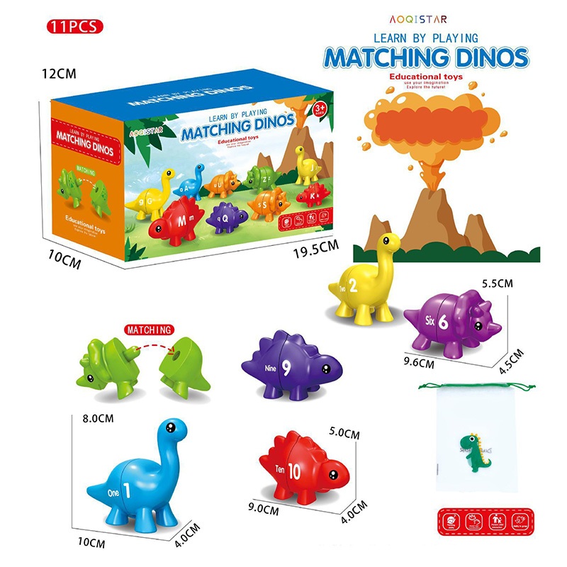 Jual Dino Matching Shape Number Alphabet Color / Mainan Mencocokan ...