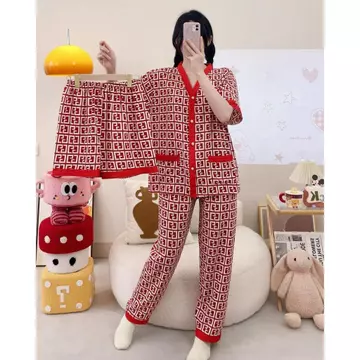 3 In 1 Baju Tidur Satin Wanita Piyama Saten Import Premium
