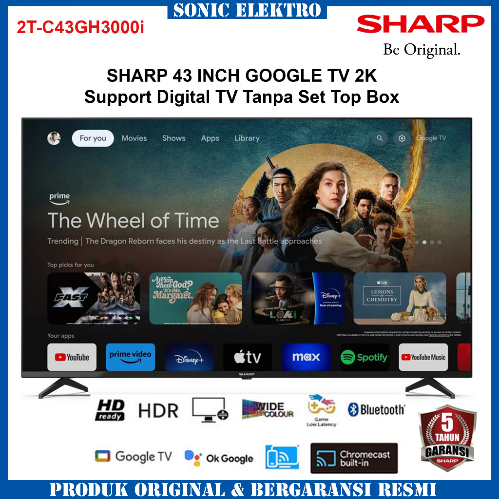 Jual SHARP 43 INCH GOOGLE TV 2K 2T-C43GH3000i - Youtube/Netflix ...