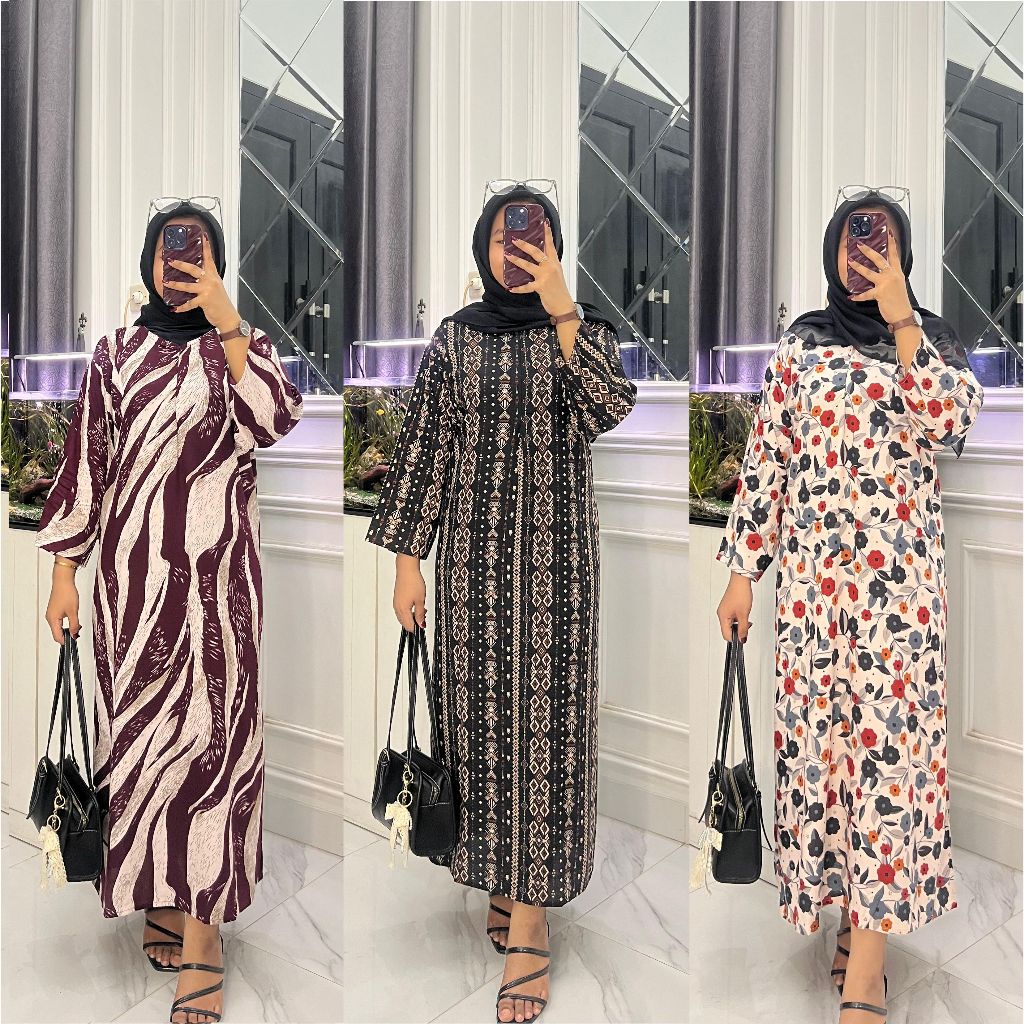 Jual Daster Gamis Rayon Premium LD 120 Motif Kekinian Terbaru Lengan 3/ ...