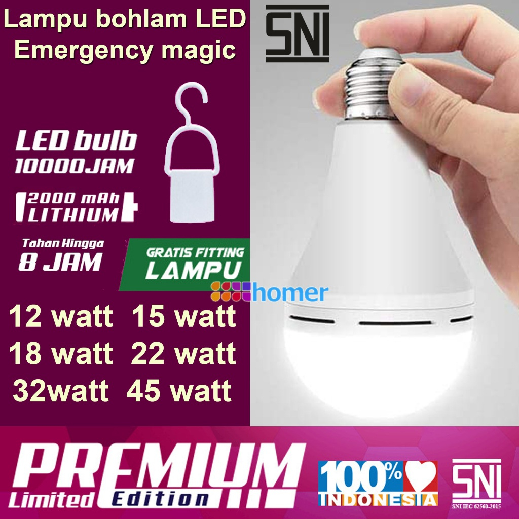 Jual Lampu Led Bohlam Bulb Emergency lampu LED darurat Magic Cas Charge ...