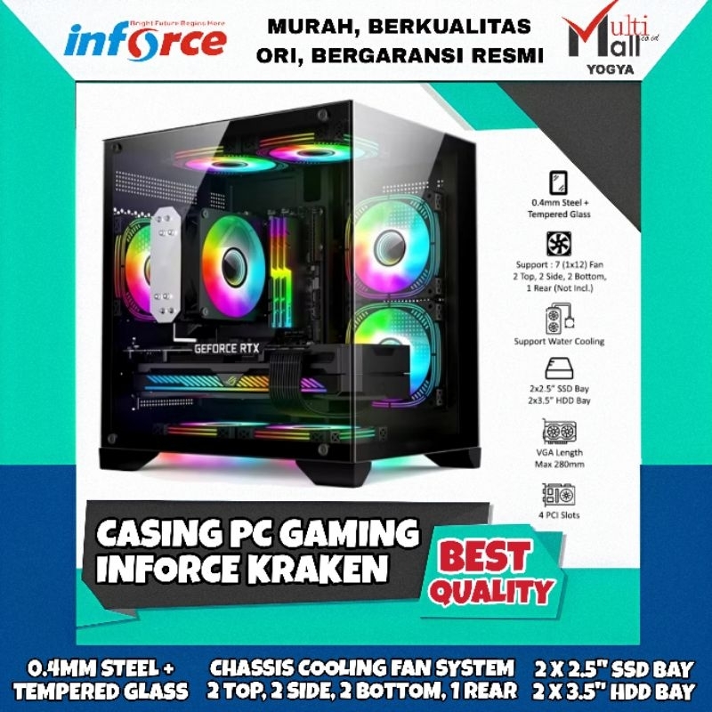 Jual Inforce Casing PC Gaming Kraken Black - 7 FAN | Shopee Indonesia