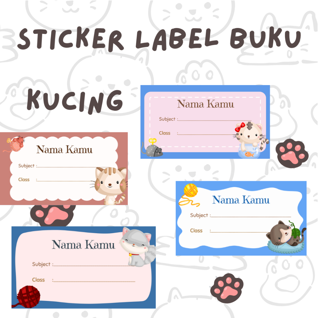 Jual Stiker Label Buku Kucing - Sticker Nama - Sticker Label Buku 10rb ...