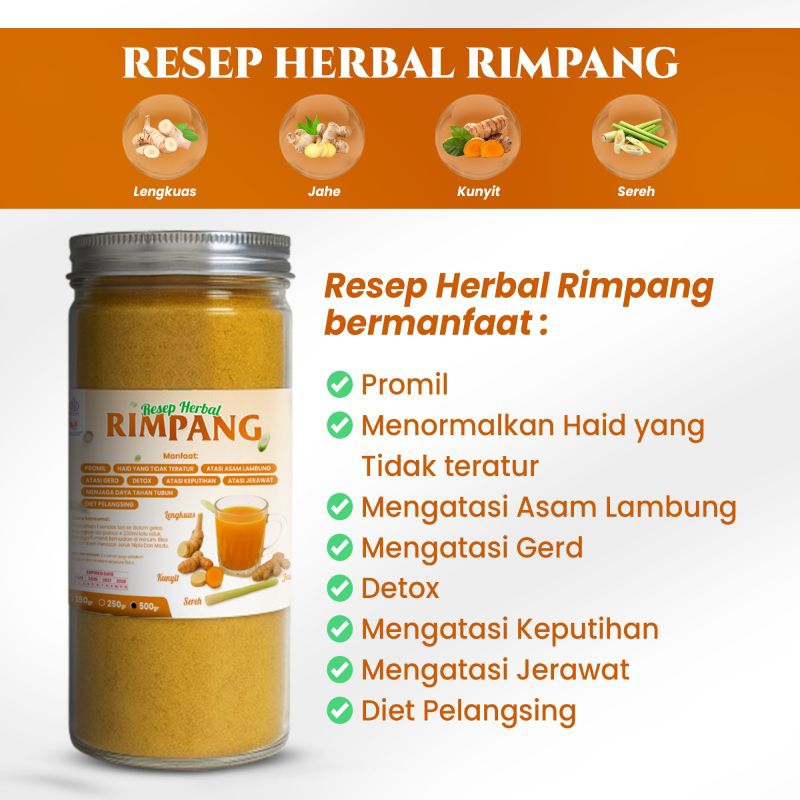 Jual Resep Herbal Jsr Rimpang 500gr Jahe merah kunyit sereh lengkuas ...