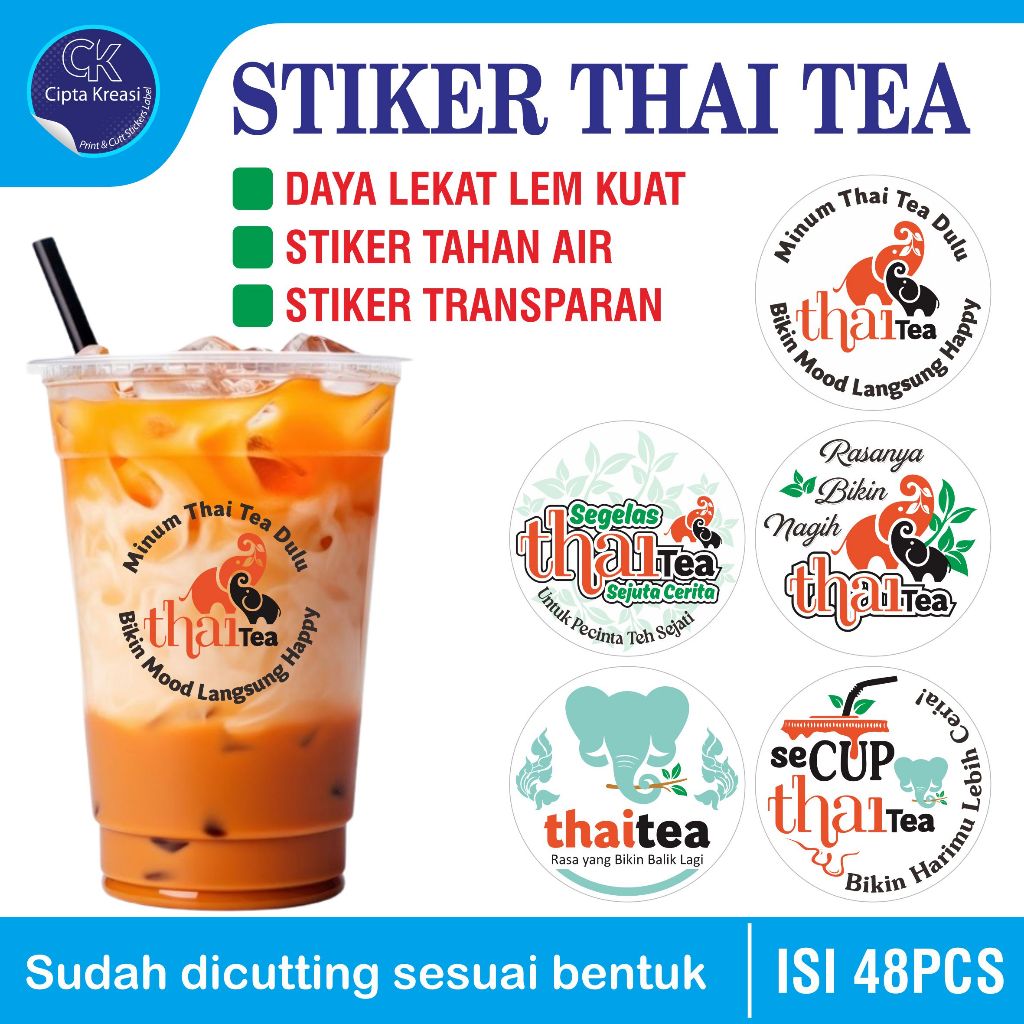 Jual Stiker Thaitea / Stiker Transparan / Stiker Gelas Cup / Stiker ...