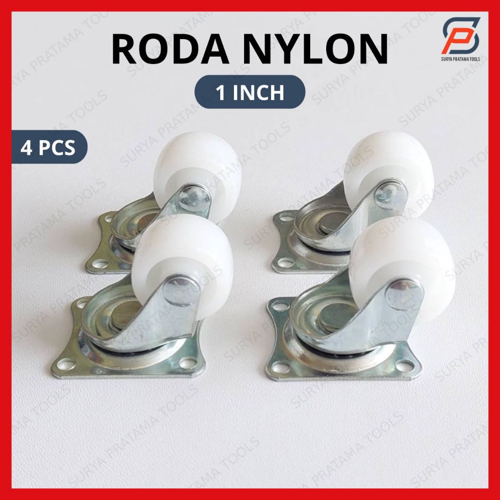 Jual Roda Caster Nylon 1 Inch 25mm 1 Set 4 Pcs Roda Nilon Putih 1