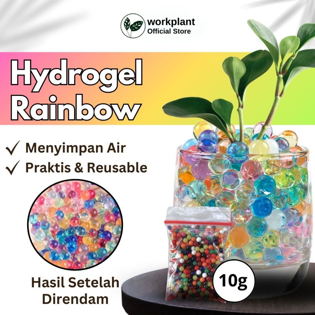 Workplant - Hydrogel (Water Beads) Rainbow Untuk Media Tanam Hydroponik