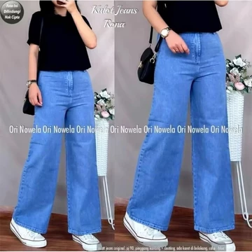Celana Jeans Wanita High Waist Kulot Jeans Wanita Premium
