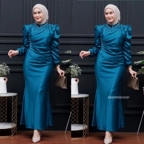 Vina Dress Satin Silk Premium Wanita Kondangan Muslim Body Fit Mermaid 2026