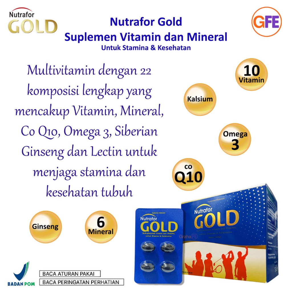 Jual Nutrafor GOLD Suplemen Kesehatan Stamina Multi Vitamin Mineral ...