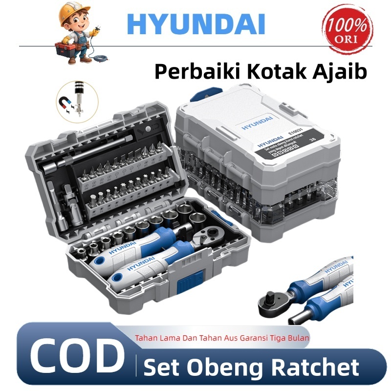 Jual Hyundai Set Ratchet & Obeng yang Dapat Ditumpuk Kunci Shock 38PCS ...
