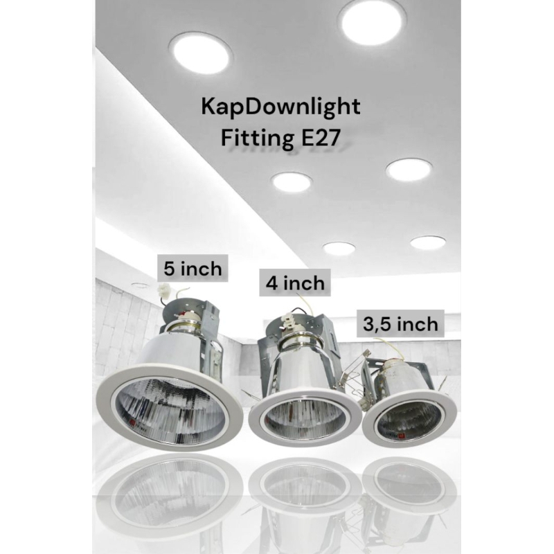 Jual Downlight Inbow 3.5/4/5 Inch Kap Fitting E27 Kaki Silver/downlight ...