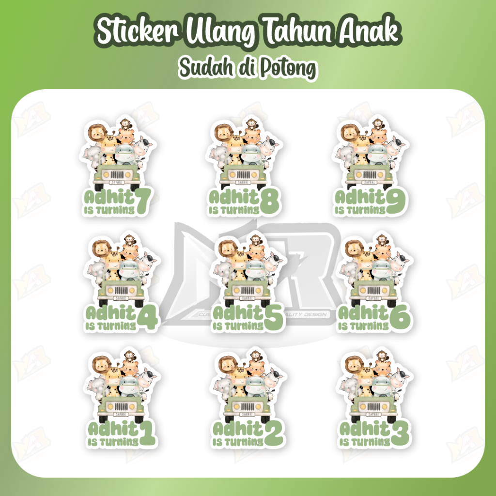 Jual Sticker Ulang Tahun Animal Safari Car Sticker Karakter Hewan Naik ...