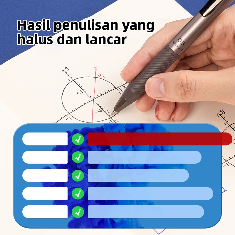 Deli Office Gel Pen 0.5 mm Pulpen Retractable Pen Cetek Tinta Hitam 1 pcs S18 SA215 (2)
