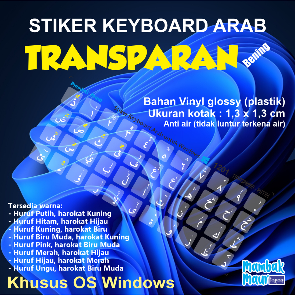 Jual STIKER KEYBOARD ARAB TRANSPARAN BENING UNTUK LAPTOP DAN KOMPUTER ...