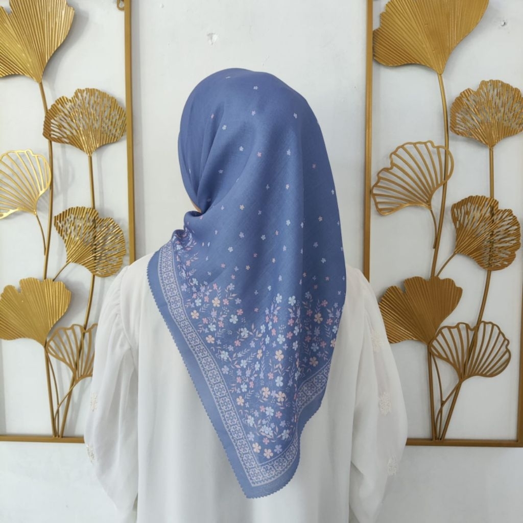 kerudung Segiempat voal premium hijab  segi empat motif bunga bunga