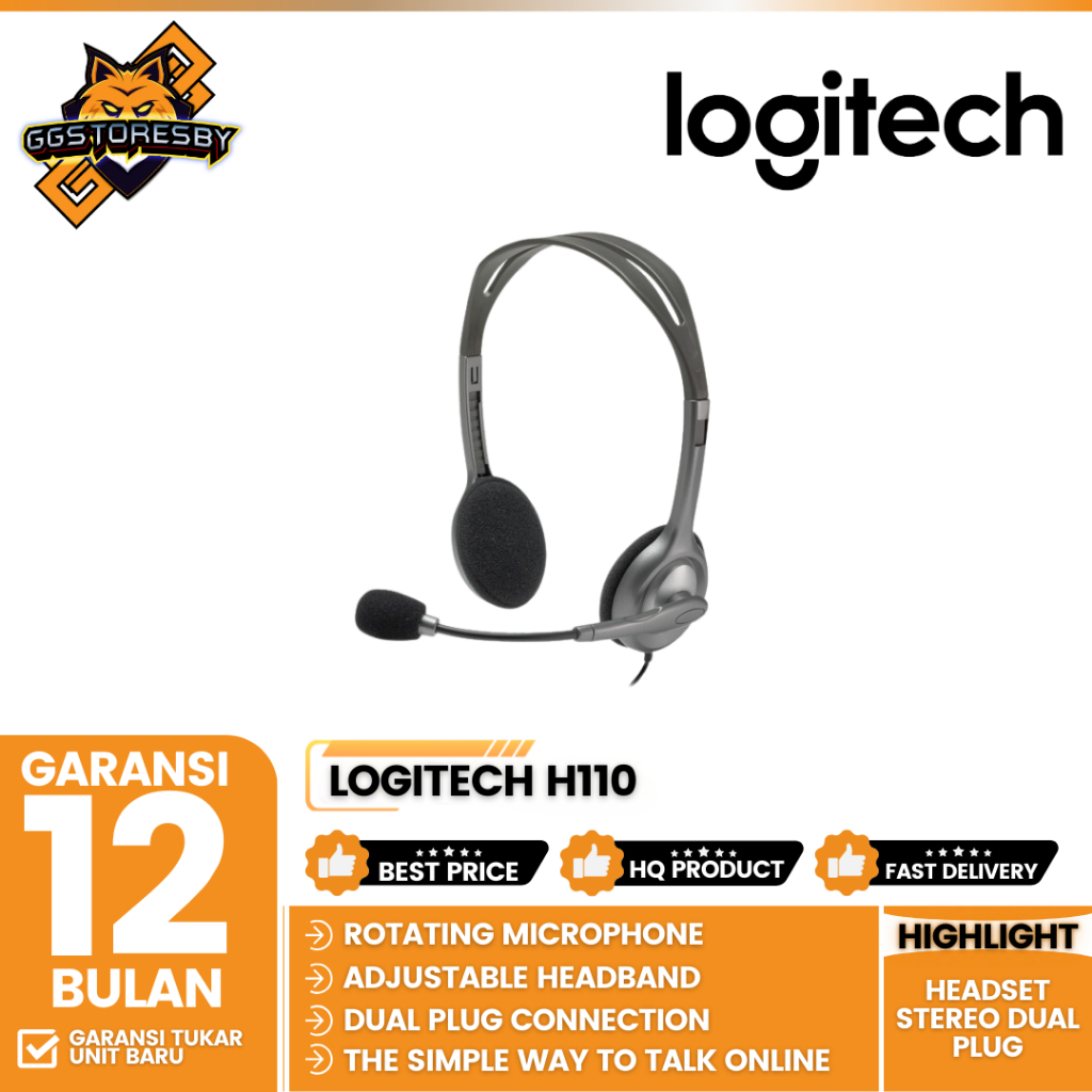 Jual Logitech H110 Headset Stereo Dual Plug | Shopee Indonesia