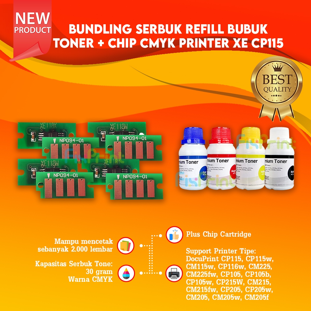 Jual SET CMYK Toner Fuji Xerox Cp115 CP116 CM118 CP119 CM228 CP225 ...