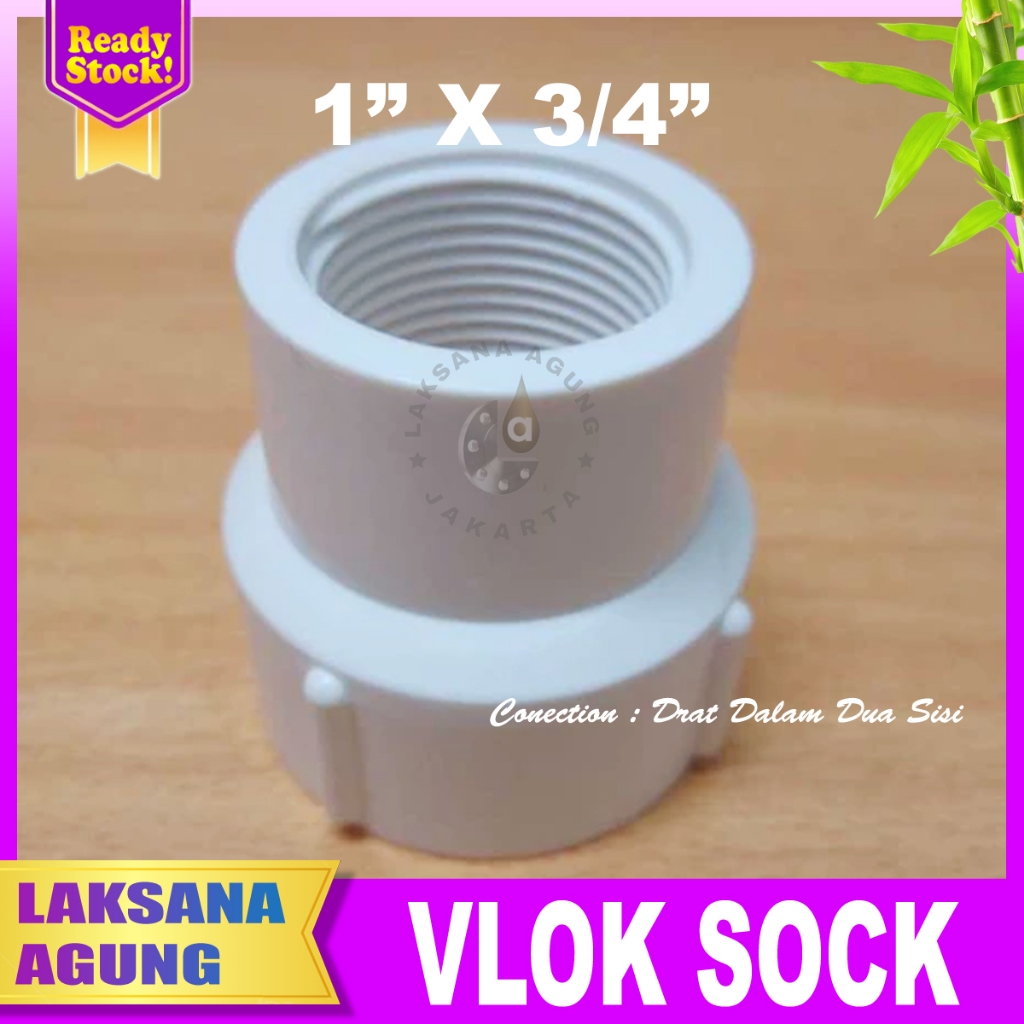 Jual PVC Vlok Sok Drat Dalam 1/2'' x 3/4