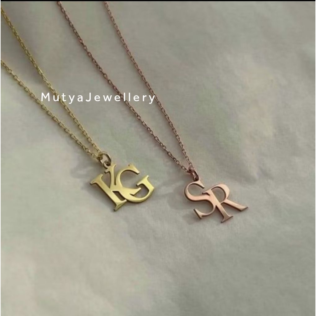 Jual Kalung Inisial / Kalung Huruf Titanium / Kalung 2 Huruf Bisa