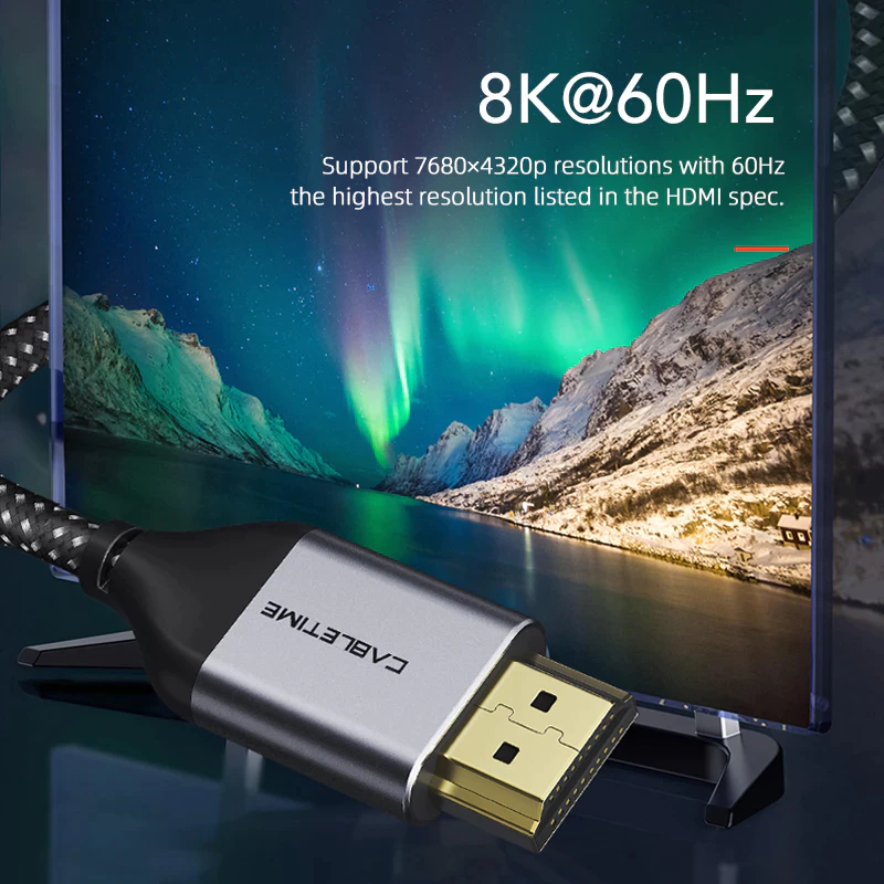 CABLETIME Kabel HDMI 8K 2.1 High Speed Quality UHD HDR eARC Premium Quality