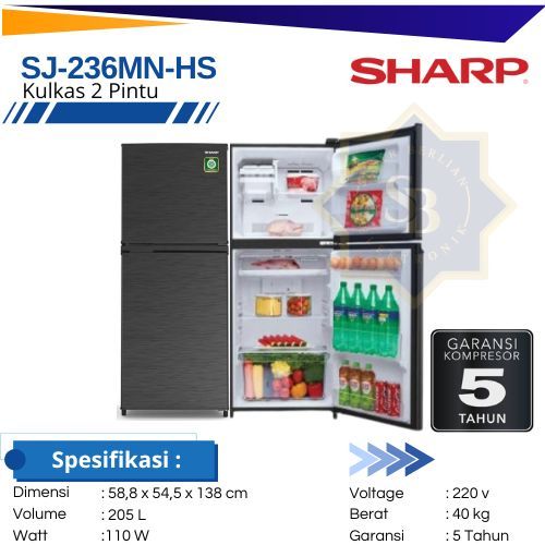 Jual SHARP - SJ 236MN HS - Kulkas 2 Pintu Kirei Series 236 MNHS ...