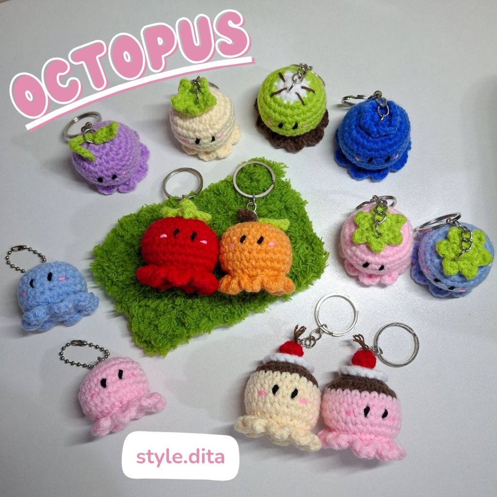 Jual Gantungan Kunci Rajut Octopus | Keychain Octopus | Amigurumi ...