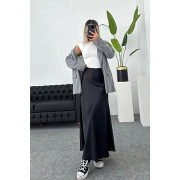 Rosehil Rok Satin Maxi Wanita Premium Rok Panjang Elegan Bahan Tebal Mengkilap