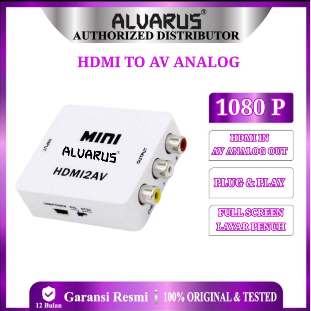 ALVARUS HDMI Ke TO RCA AV analog, VGA Ke TO HDMI CONVERTER Konverter ORI