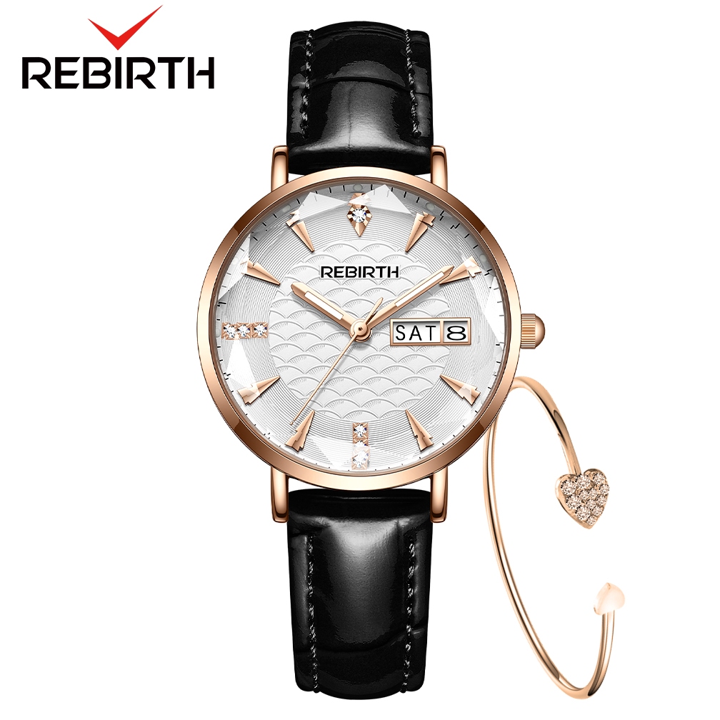 Jual REBIRTH Jam Tangan Wanita Anti Air Original Tali Kulit Jam Wanita ...
