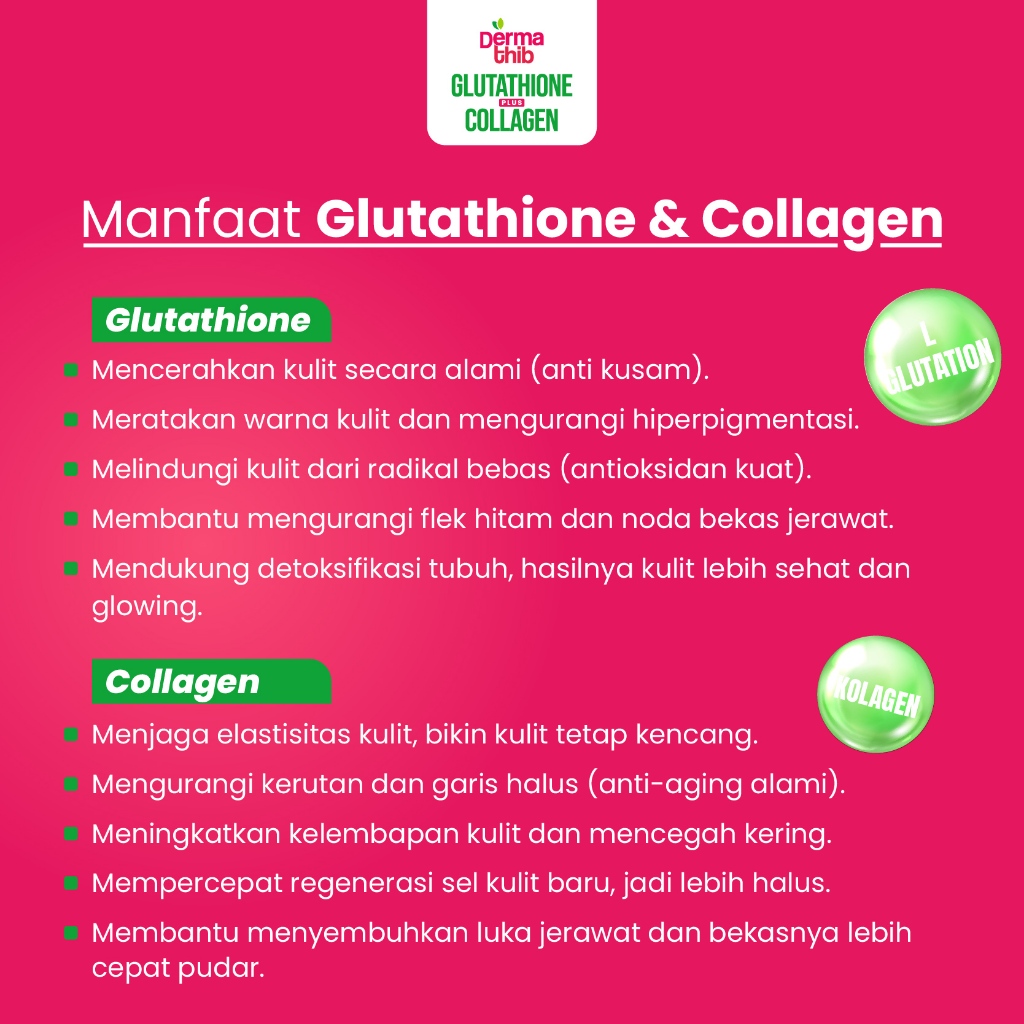 Jual Dermathib Collagen L- Glutathione Minuman Kolagen Pencerah Kulit  Pudarkan Flek Hitam 1 Box 10 Sachet