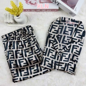 Piyama Wanita Satin Lengan Pendek Celana Panjang Piyama Korean Style Bahan Premium